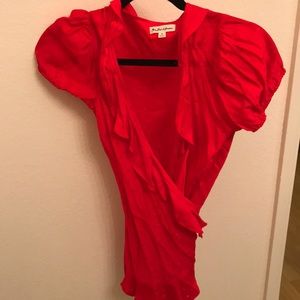 For Love and Lemons Gabriela Red Silk Dot Top